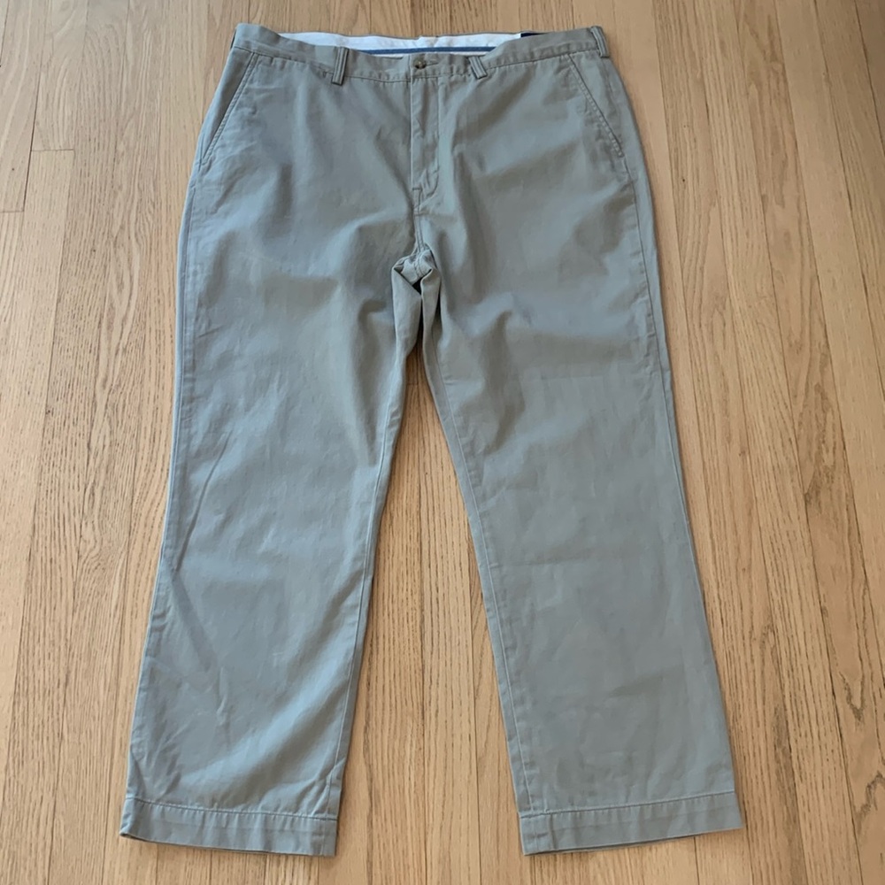 Polo Ralph Lauren Classic Fit Flat Front Chinos Tan Size 40x30 Casual Preppy